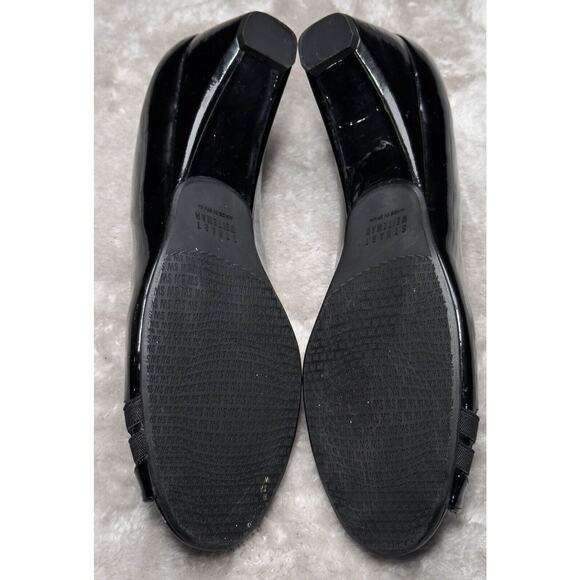Stuart Weitzman Black Patent Leather Wedge Open Toe Heels Womens Size 9 - Picture 6 of 16
